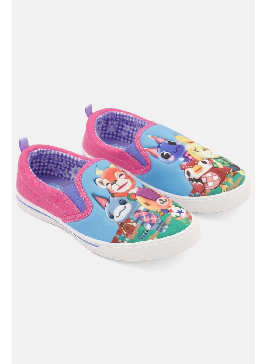 Kids Girl Graphic Print Slip On Casual Shoes, Pink/Blue