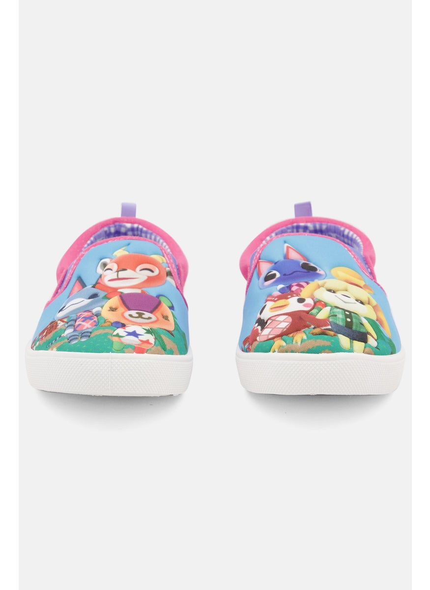 Kids Girl Graphic Print Slip On Casual Shoes, Pink/Blue