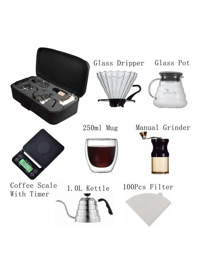 Portable Pour Over Drip Coffee Maker Set With Travel Case Black 43x29x12.5cm