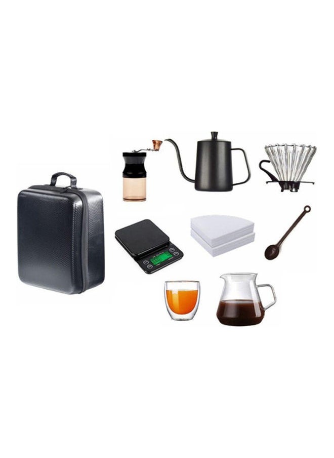 Portable Pour Over Drip Coffee Maker Set With Travel Case Black 34.5x30x15.5cm