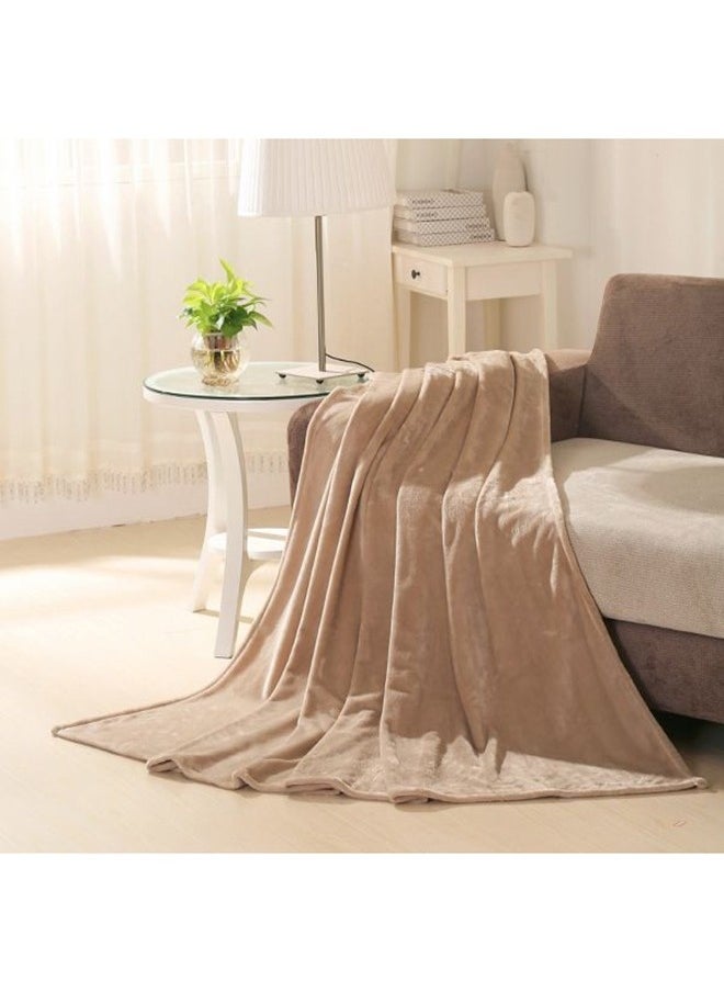 Flannel Blanket for Bed, Super Soft and Warm Brown King Size Blankets, All Season Use, Cozy, Plush, Lightweight, 220x200cm