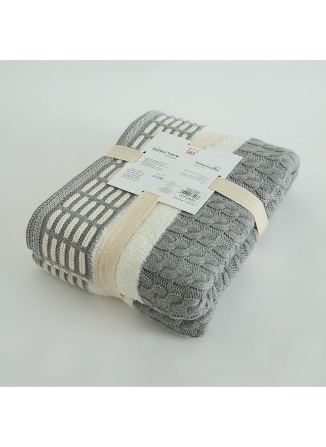 Lisse Stripe Chunky Knitted Throw 170 x 130 cm