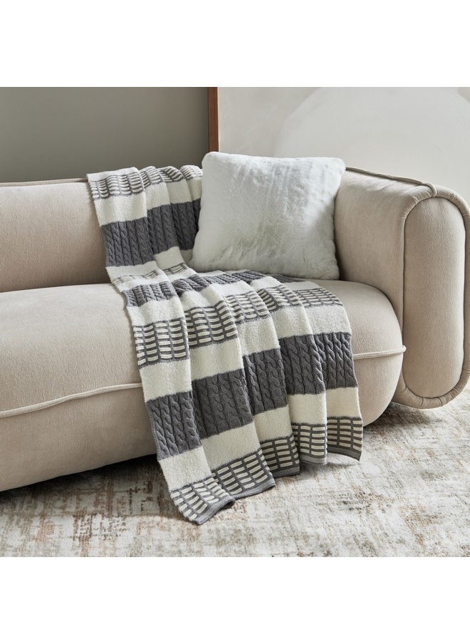 Lisse Stripe Chunky Knitted Throw 170 x 130 cm