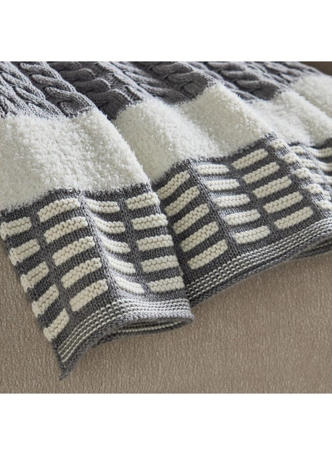 Lisse Stripe Chunky Knitted Throw 170 x 130 cm