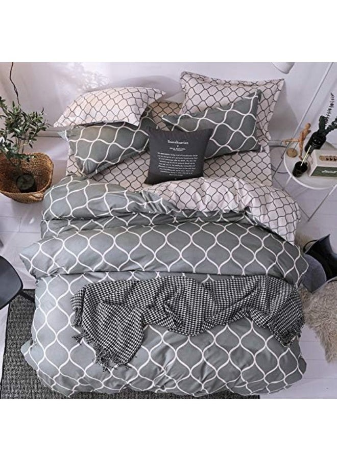 Printed Comforter Set Single Size Premium Cotton Bedding Set 6 Pieces Soft Comforter with Fitted Sheet 4 Pillowcases Wrinkle Fade & Resistant Free Extra Soft Deep Pocket Comforter Set for Single Size