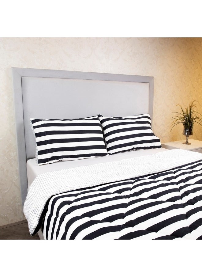 Malta 3-Pieces Striped Printed Cotton King Comforter Set 240 x 220 cm