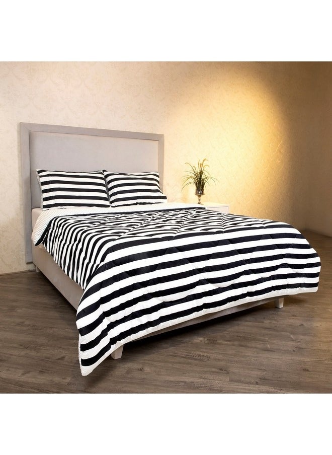 Malta 3-Pieces Striped Printed Cotton King Comforter Set 240 x 220 cm