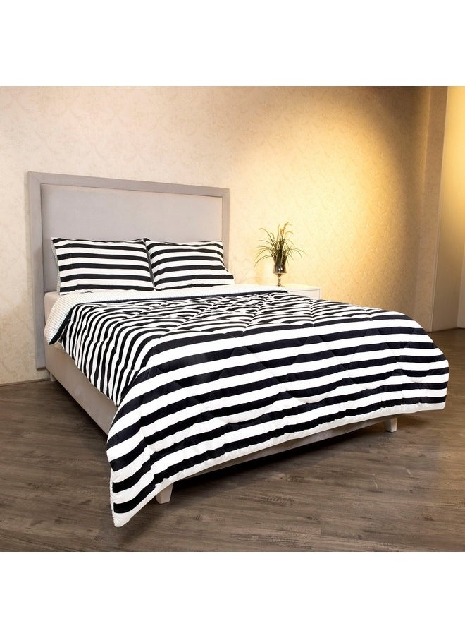 Malta 3-Pieces Stripe Printed Cotton Super King Comforter Set 240 x 240 cm