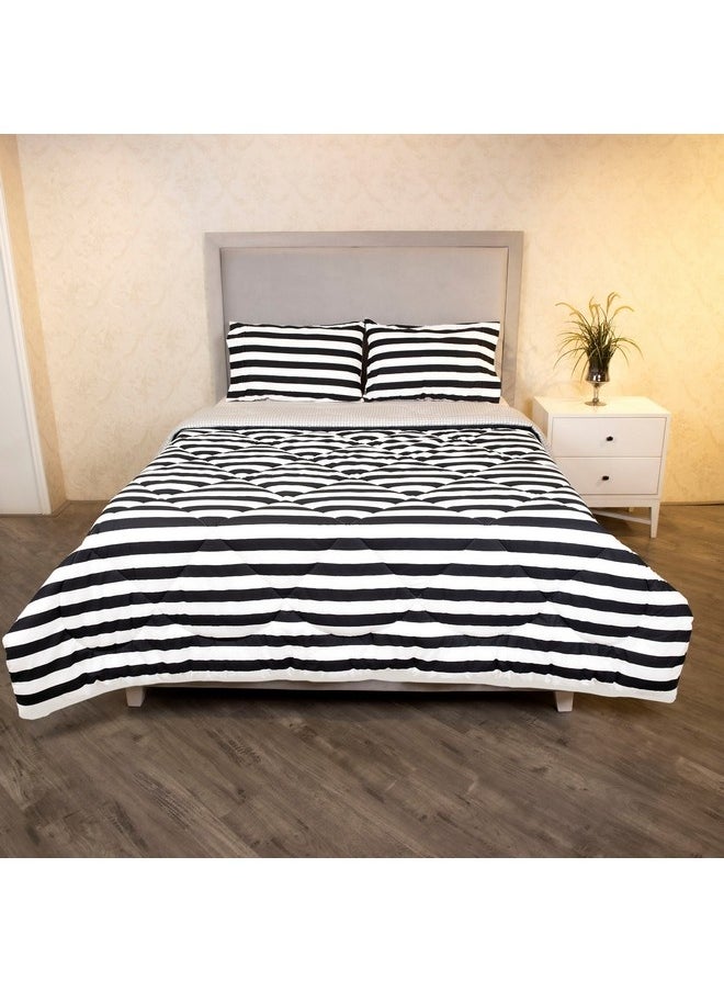 Malta 3-Pieces Stripe Printed Cotton Super King Comforter Set 240 x 240 cm