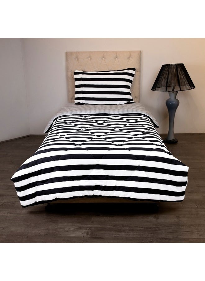 Malta 2-Pieces Stripe Printed Cotton Twin Comforter Set 220 x 160 cm