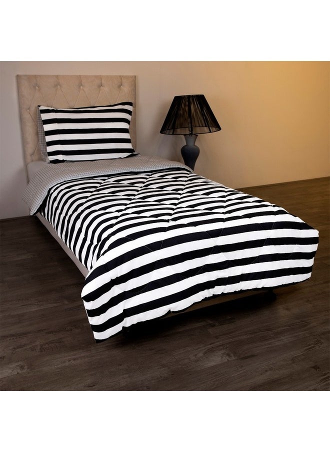 Malta 2-Pieces Stripe Printed Cotton Twin Comforter Set 220 x 160 cm