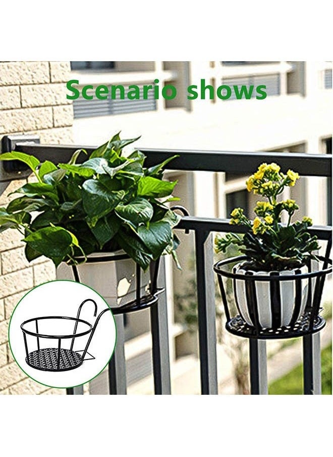 1-Piece Iron Art Hanging Baskets Flower Pot Holder Hanging Railing Planter Over The Rail Metal Fence Pots Stand Railing Planter Baskets for Balcony Porch Fence Indoor Outdoor Decoration