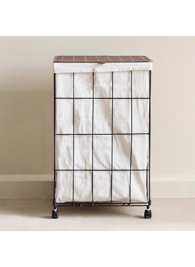 Knock Down Laundry Hamper with Castor Wheels 40 x 60 x 30 cm