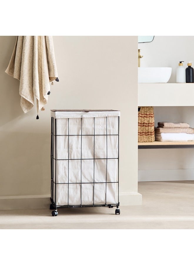 Knock Down Laundry Hamper with Castor Wheels 40 x 60 x 30 cm