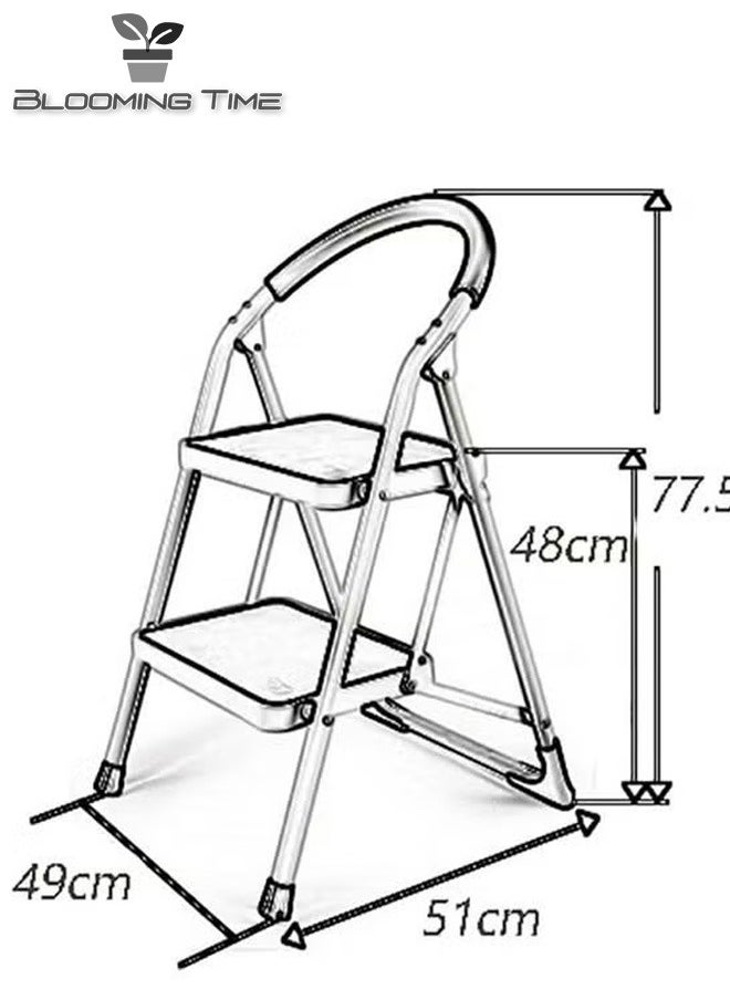 2 Steps Foldable Ladder White/Black