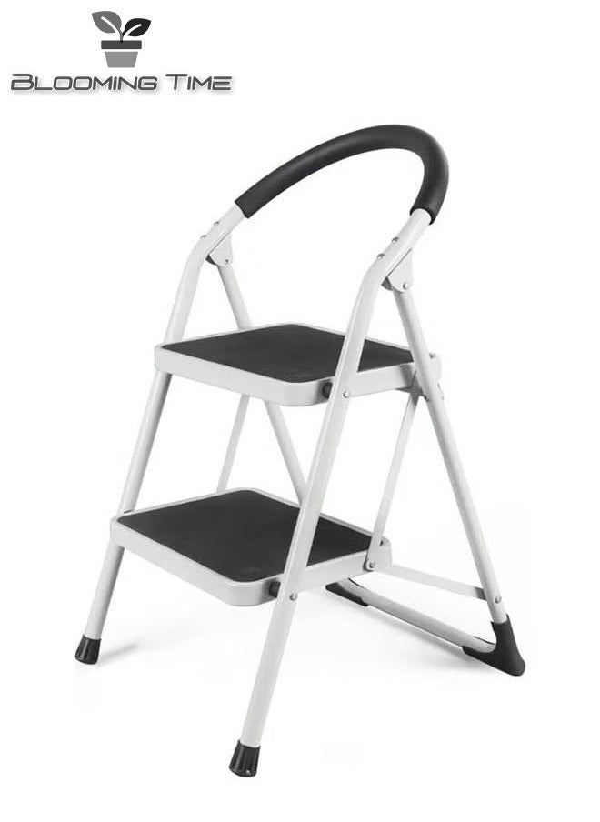 2 Steps Foldable Ladder White/Black