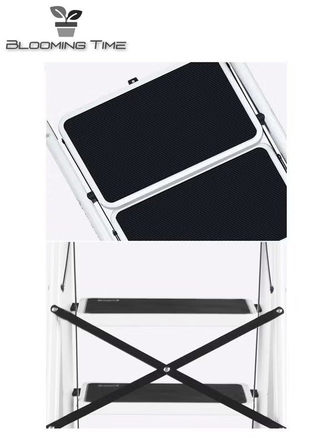 2 Steps Foldable Ladder White/Black