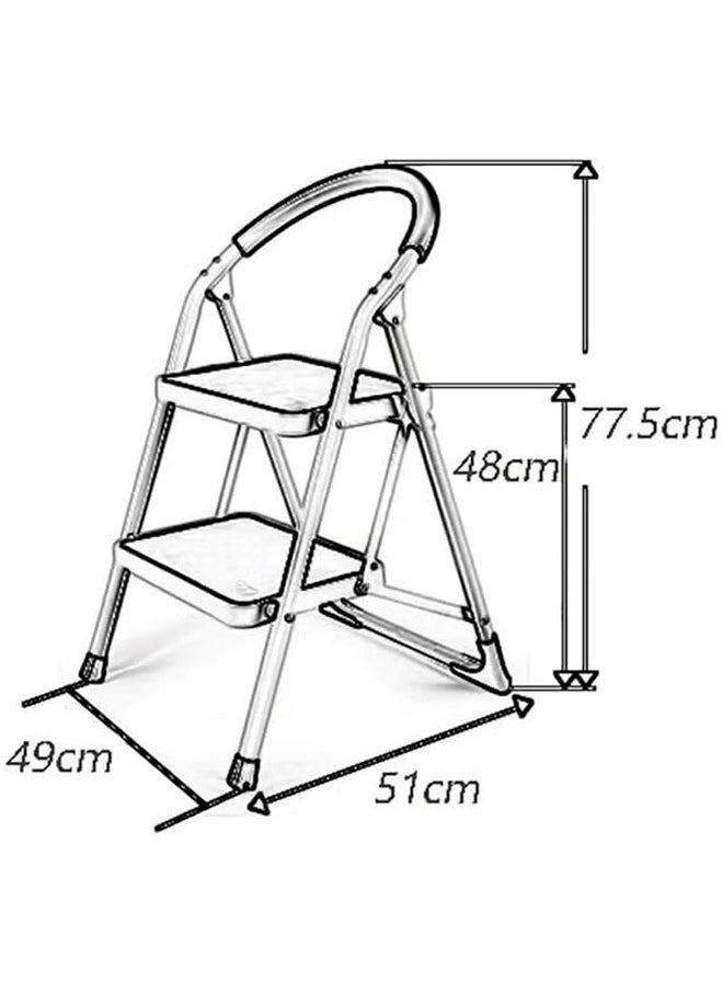 2 Layer Folding Ladder, 2 Step Iron Ladder Foldable, Stainless Steel Ladder Household Ladder, Movable And Non Slip