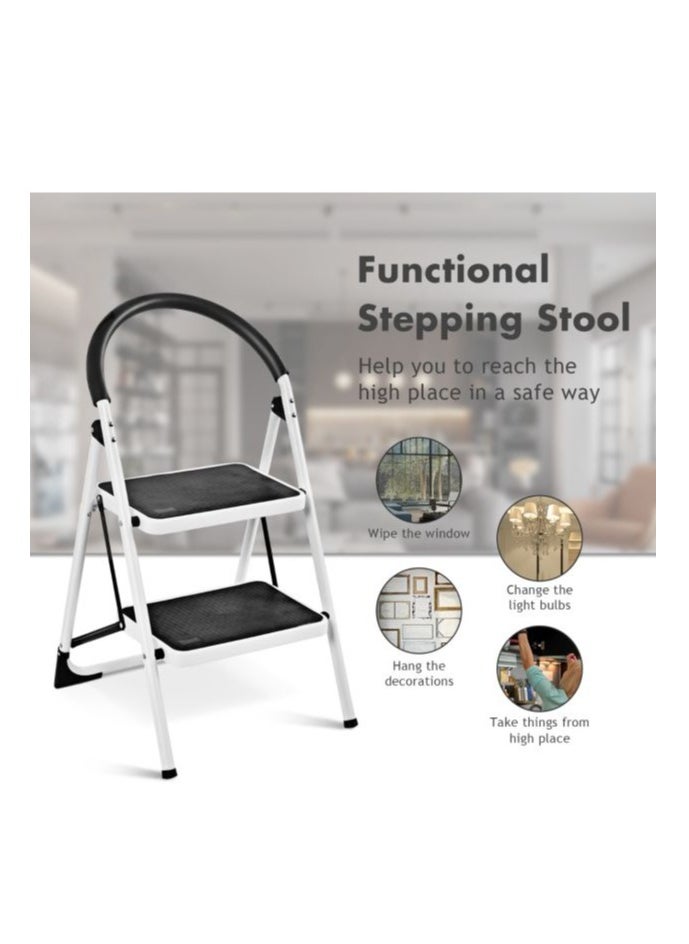 2 Layer Folding Ladder, 2 Step Iron Ladder Foldable, Stainless Steel Ladder Household Ladder, Movable And Non Slip