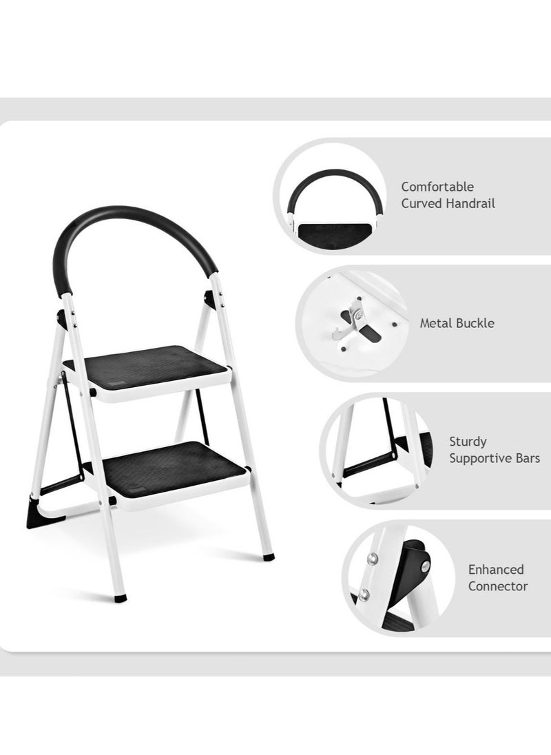 2 Layer Folding Ladder, 2 Step Iron Ladder Foldable, Stainless Steel Ladder Household Ladder, Movable And Non Slip