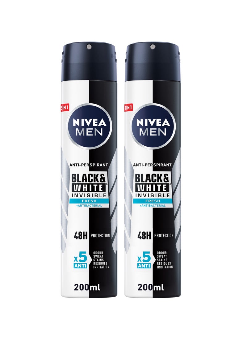 Antiperspirant Spray  Black And  White Invisible Fresh Pack of 2