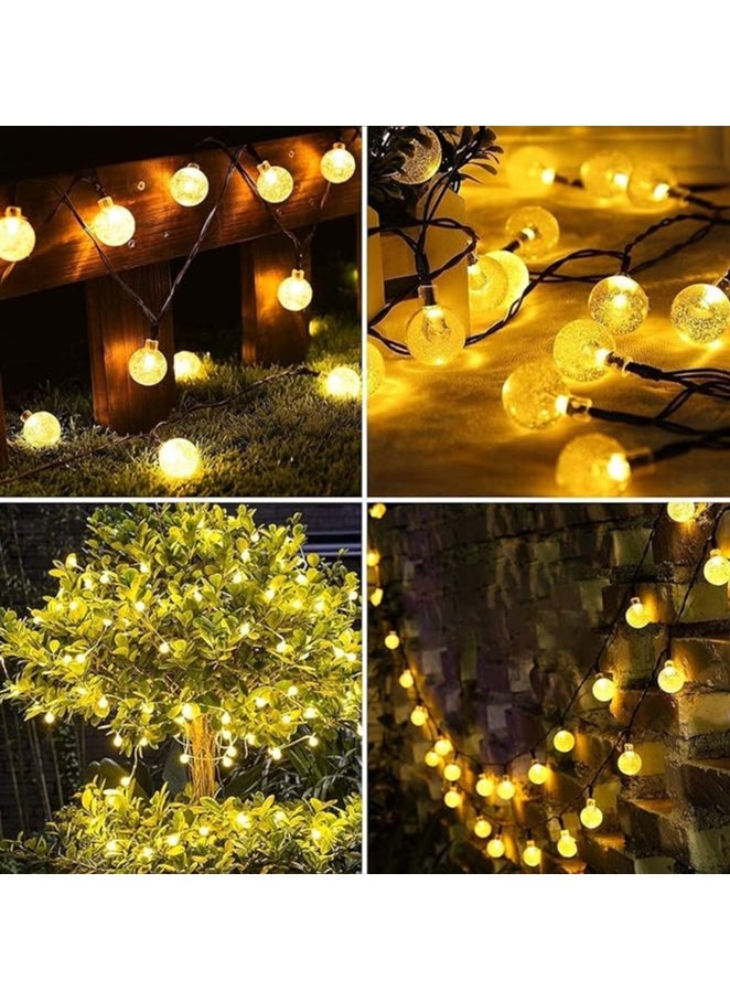 Solar String Lights Outdoor,Warm White Crystal Ball Fairy Lights Waterproof Solar Powered String Lights for Garden,Decoration Lighting for Home, Garden, Patio, Yard and Party (50 LED 9.5M)