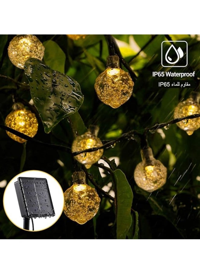 Solar String Lights Outdoor,Warm White Crystal Ball Fairy Lights Waterproof Solar Powered String Lights for Garden,Decoration Lighting for Home, Garden, Patio, Yard and Party (50 LED 9.5M)