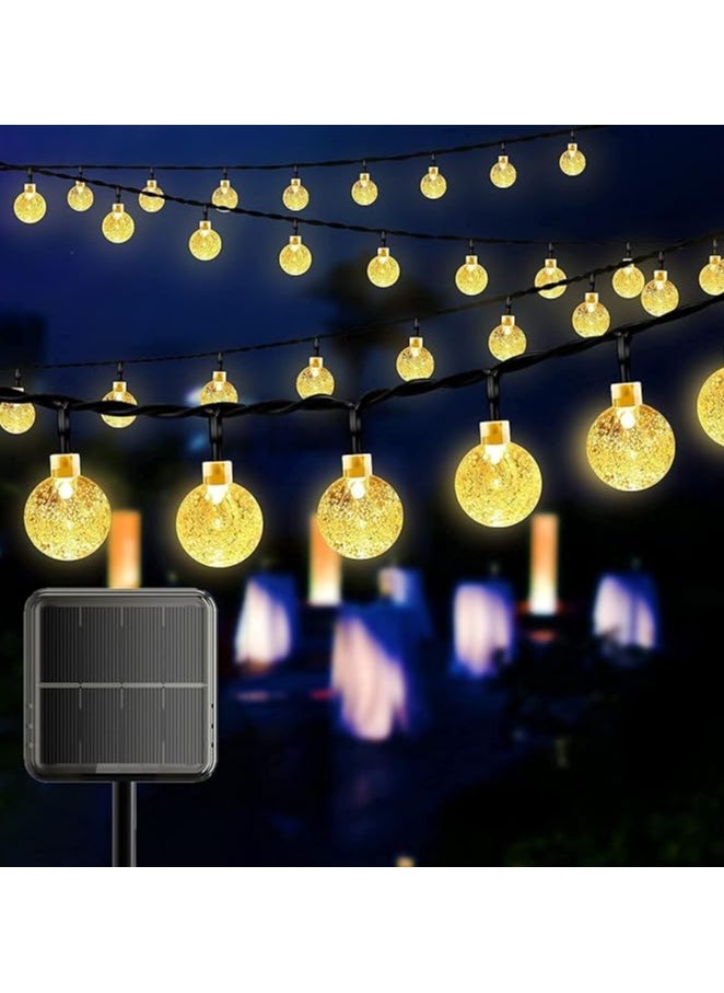 Solar String Lights Outdoor,Warm White Crystal Ball Fairy Lights Waterproof Solar Powered String Lights for Garden,Decoration Lighting for Home, Garden, Patio, Yard and Party (50 LED 9.5M)