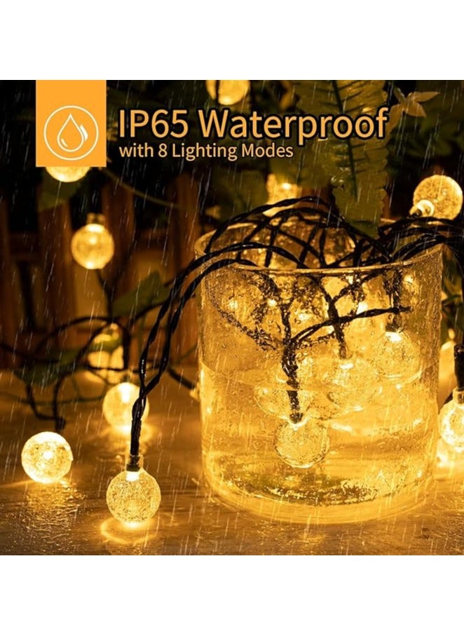 Solar String Lights Outdoor 60 Led 35.6 FT Crystal Globe Lights with 8 Lighting Modes, Waterproof Solar Powered Patio Lights for Garden Yard Porch Wedding Party Decor