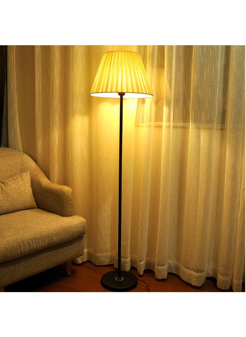 LED Floor Lamp With Remote Control Modern Straight Pole Standing Lamp With Beige Linen Lampshade Dimmable 9W Living Room Bedroom Decor