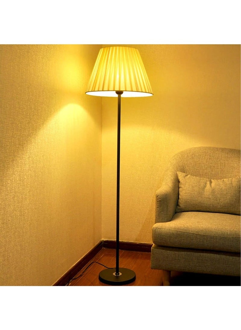 LED Floor Lamp With Remote Control Modern Straight Pole Standing Lamp With Beige Linen Lampshade Dimmable 9W Living Room Bedroom Decor