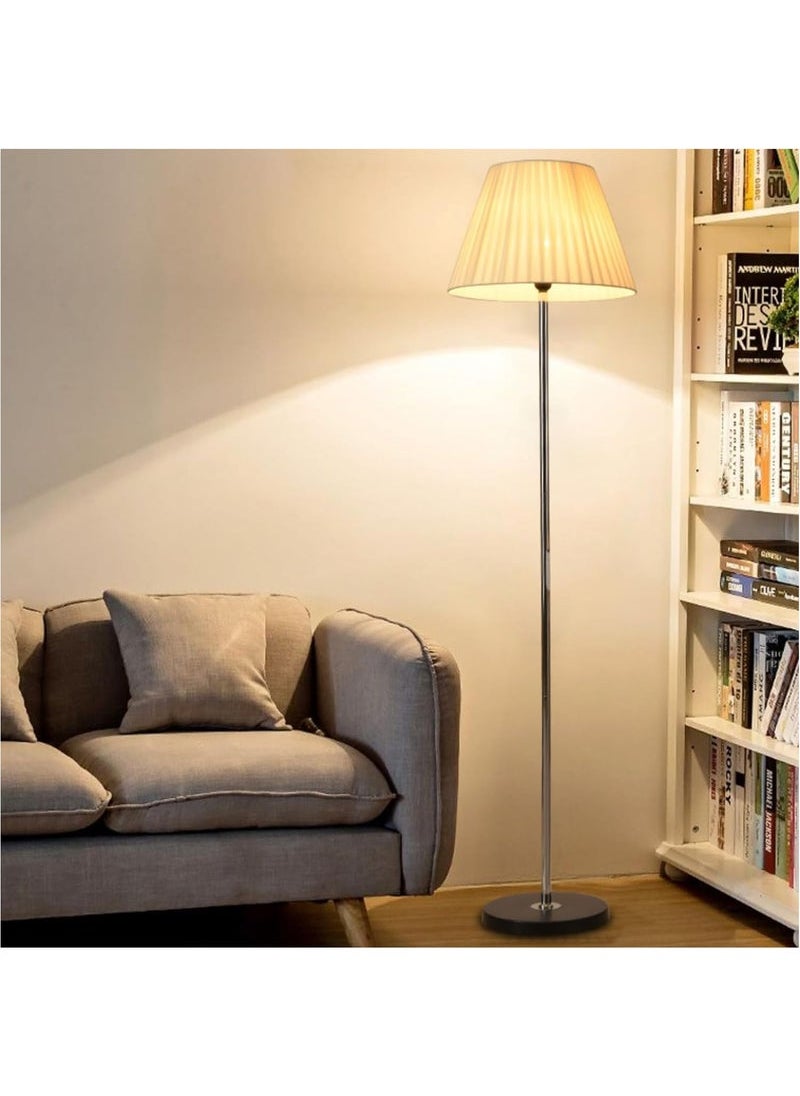 LED Floor Lamp With Remote Control Modern Straight Pole Standing Lamp With Beige Linen Lampshade Dimmable 9W Living Room Bedroom Decor