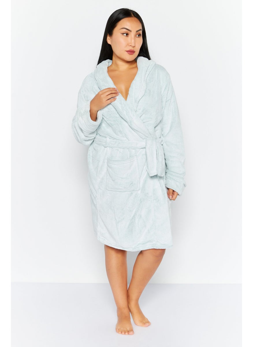 Women Fleece Velvet Robe, Offwhite