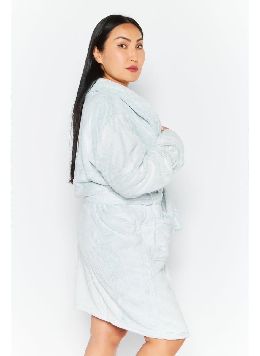 Women Fleece Velvet Robe, Offwhite