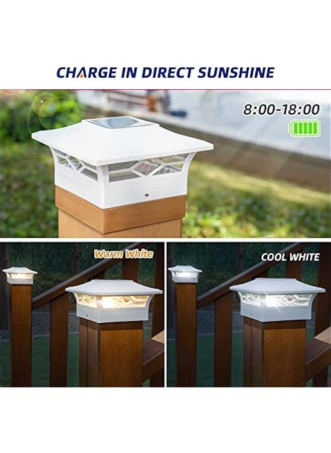 4x4 Post Solar Lights,4 Pack 2-Modes Bright Solar Post Cap Lights Auto On Off,Outdoor Waterproof Garden Patio Fence Deck Patio Decor for Fence Deck Post Caps 4x4 6x6 Wood,4x4 Vinyl