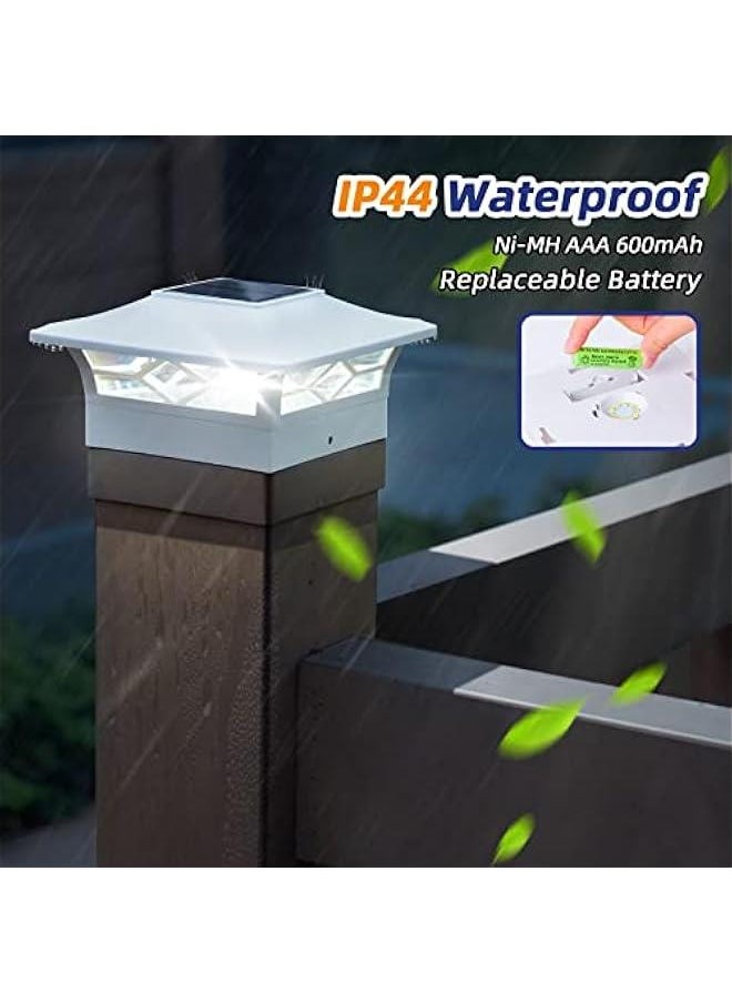 4x4 Post Solar Lights,4 Pack 2-Modes Bright Solar Post Cap Lights Auto On Off,Outdoor Waterproof Garden Patio Fence Deck Patio Decor for Fence Deck Post Caps 4x4 6x6 Wood,4x4 Vinyl