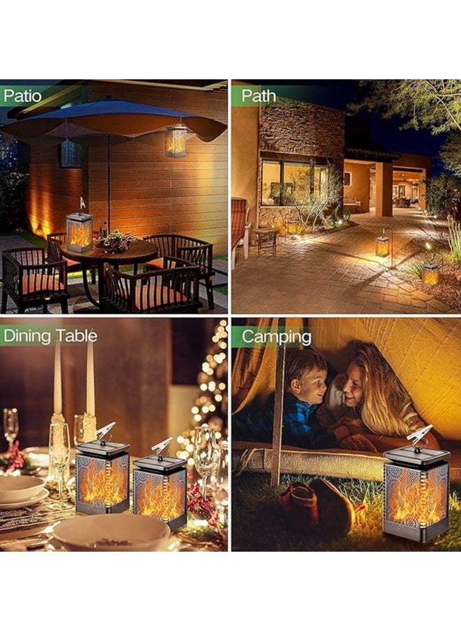 Solar Lantern Lights Dancing Flame Waterproof Outdoor Hanging Lantern Solar Powered Umbrella Led Night Lights