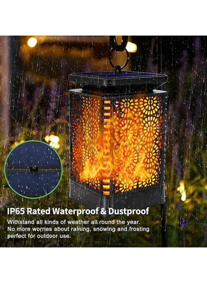 Solar Lantern Lights Dancing Flame Waterproof Outdoor Hanging Lantern Solar Powered Umbrella Led Night Lights