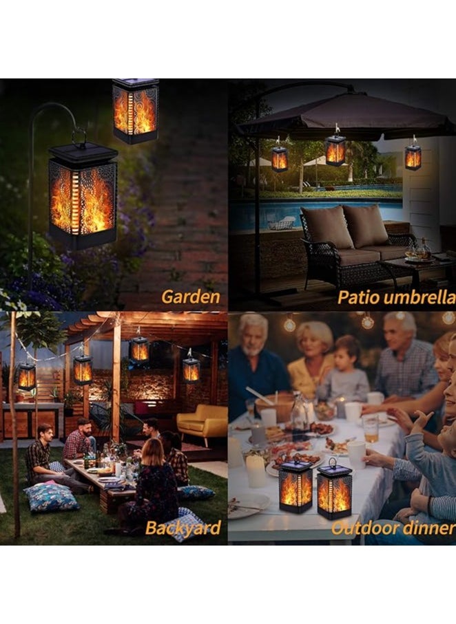 Solar Lantern Lights Dancing Flame Waterproof Outdoor Hanging Lantern Solar Powered Umbrella Led Night Lights