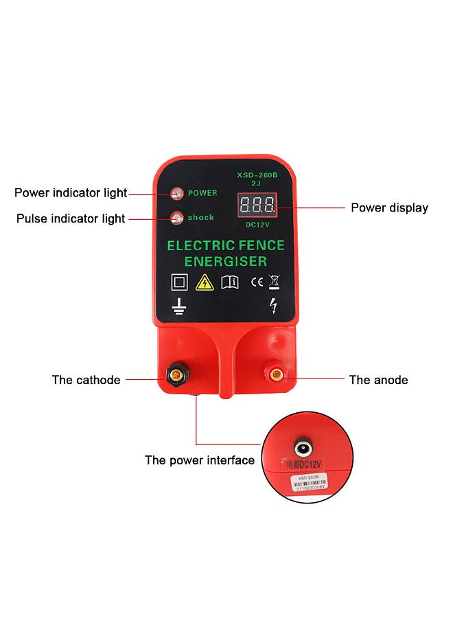 Electric Livestock Fence Waterproof Animals Raise Fence Power Amplifier 2 Power-supplying Modes for Poultry Farm