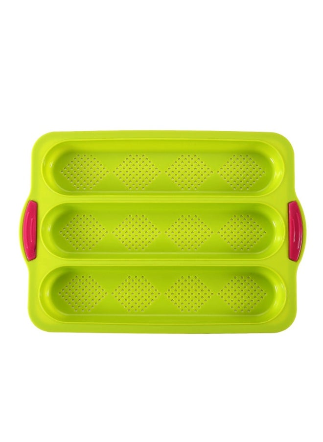 Silicone Baking Tools - Three-Slot French Bread Loaf Pan with Easy Release Molds