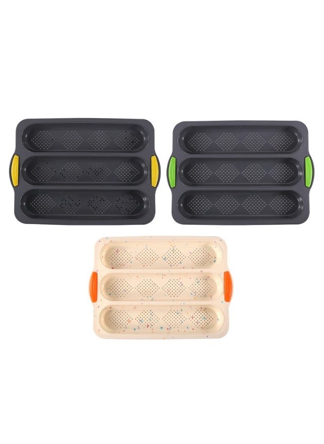 Silicone Baking Tool - Three-Compartment French Bread Baking Tray for Easy Release Baguette Molds