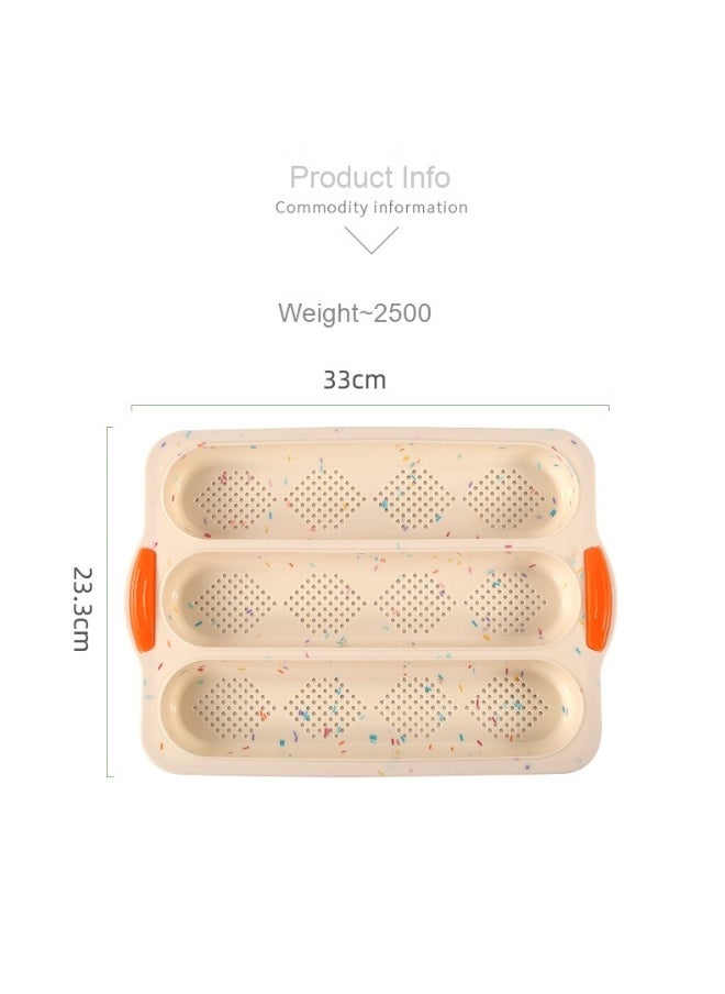 Silicone Baking Tool - Three-Compartment French Bread Baking Tray for Easy Release Baguette Molds