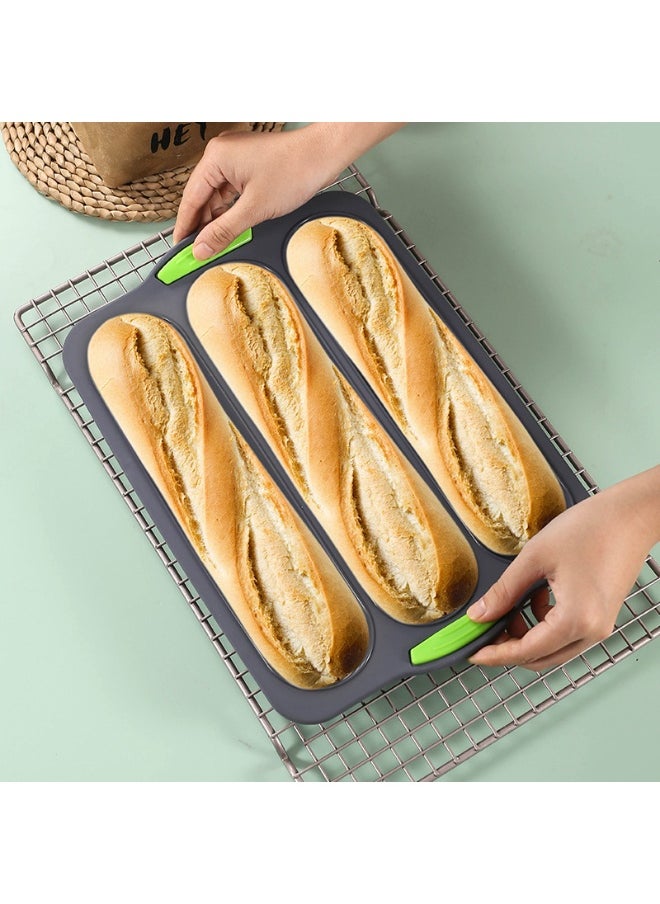 Silicone Baking Tool - Three-Compartment French Bread Baking Tray for Easy Release Baguette Molds