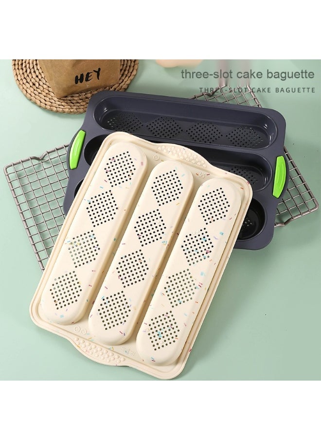 Silicone Baking Tool - Three-Compartment French Bread Baking Tray for Easy Release Baguette Molds