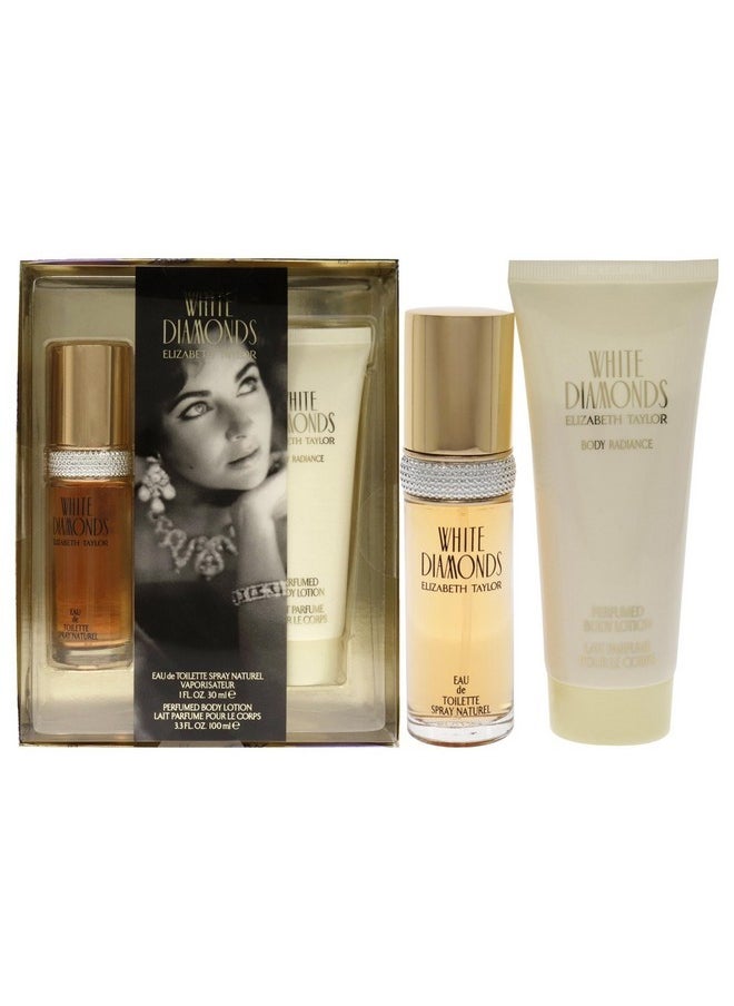 White Diamond Elizabeth Taylor White Diamonds 1Oz Edt Spray,3.3Oz Body Lotion Women 2 Pc Gift Set