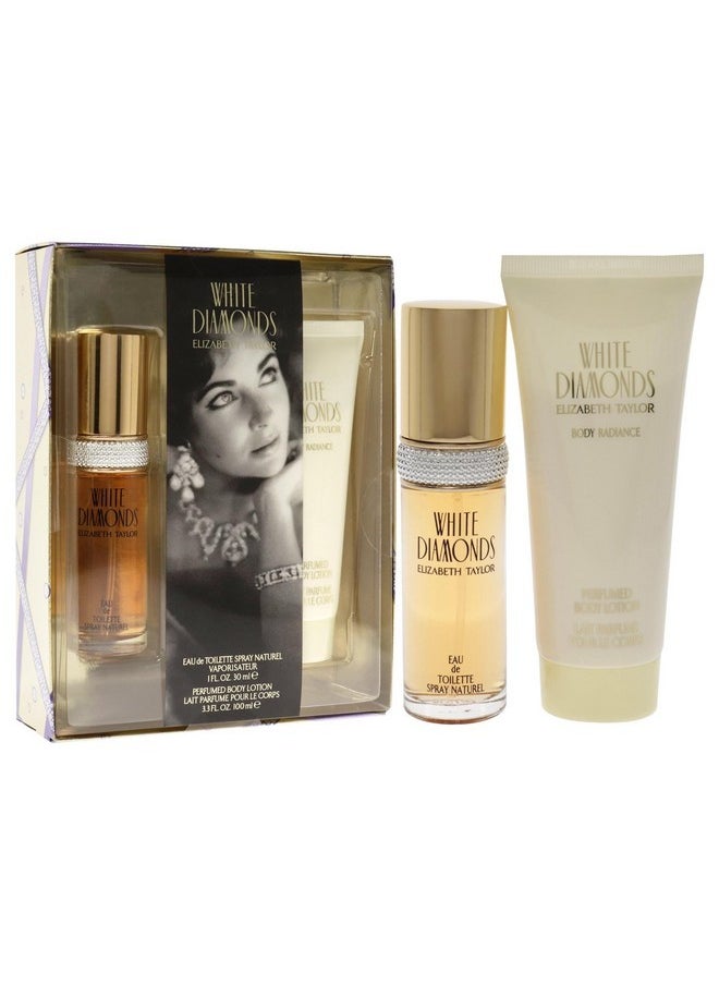 White Diamond Elizabeth Taylor White Diamonds 1Oz Edt Spray,3.3Oz Body Lotion Women 2 Pc Gift Set