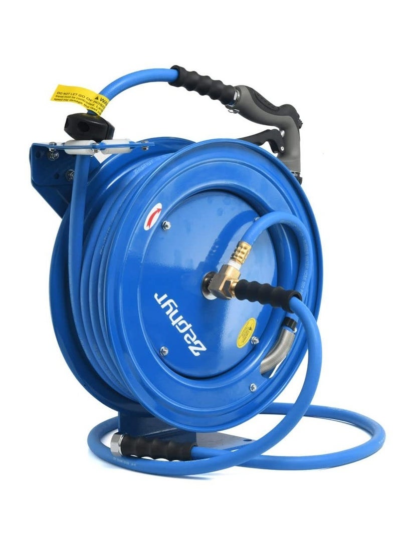 Zephyr Heavy Duty Auto-Retractable Water/Garden Hose Reel 13MMX15MTR with Spray Gun