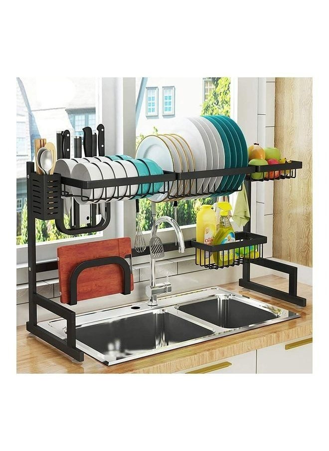 2 Tiers Retractable Large Over The Sink Dish Drying Rack Adjustable Large Capacity Sink Rack