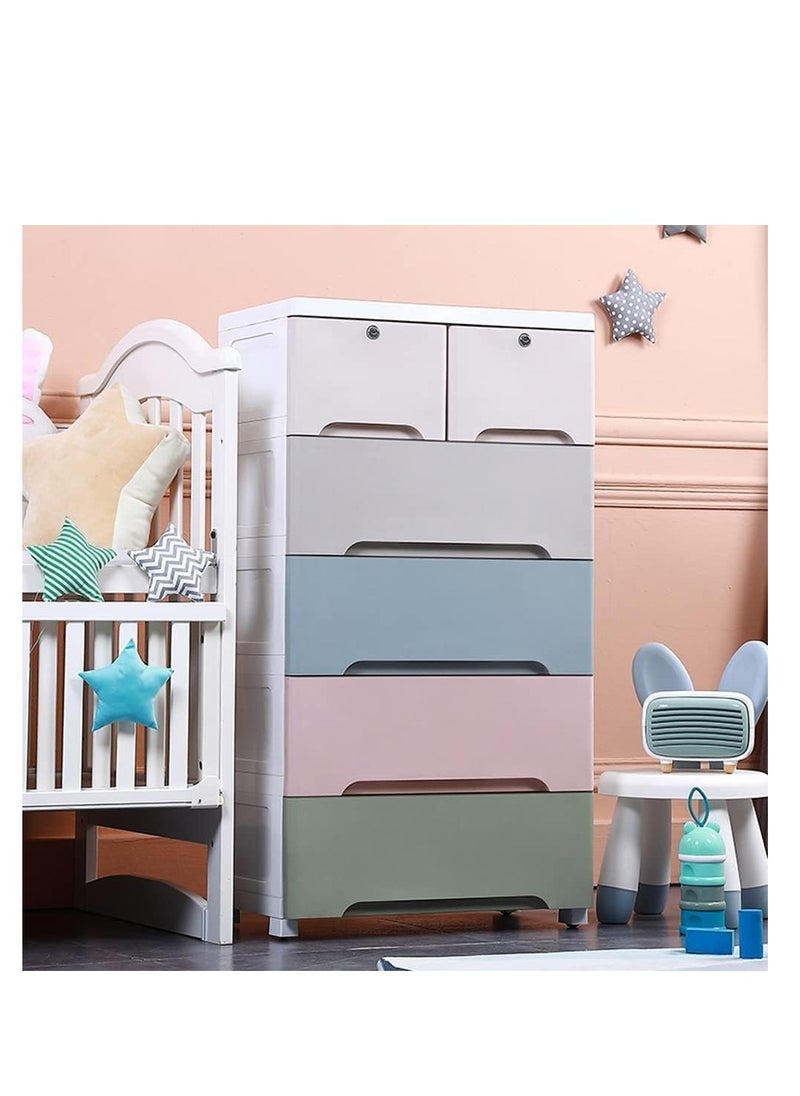 Plastic Cabinet 5 Drawers Storage Dresser Small Closet Drawers Organizer Unit For Clothes Toys Bedroom Playroom